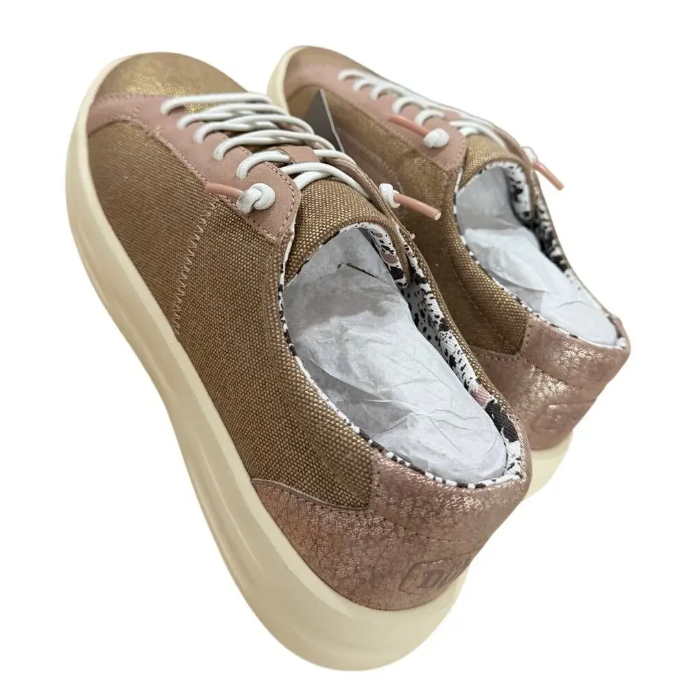 NWT HEYDUDE Women's Karina Shimmer Casual Slip-Ons Color: Rose Gold Size 7